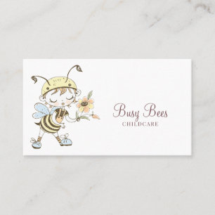 Cartão De Visita Caractere de Abelhas Ocupadas com Cana-d-Água