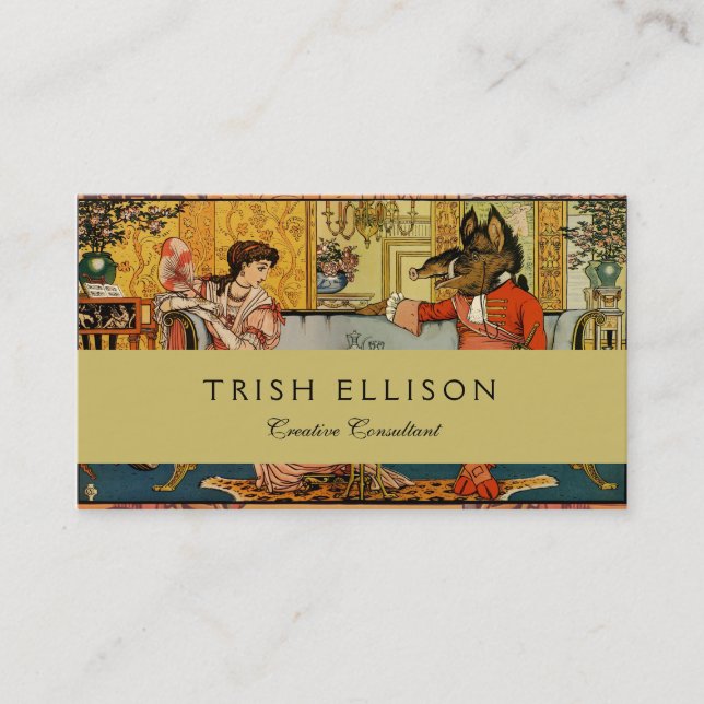 Cartão De Visita Caracteres de Contorno de Fada Clássica da Besta (Frente)