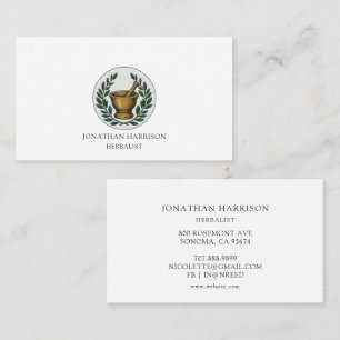 Cartão De Visita Caramelo de Morteiro Ilustrado Herbalista