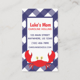 Cartão De Visita Caranguejo Gingham Personalizado para Empresas ou