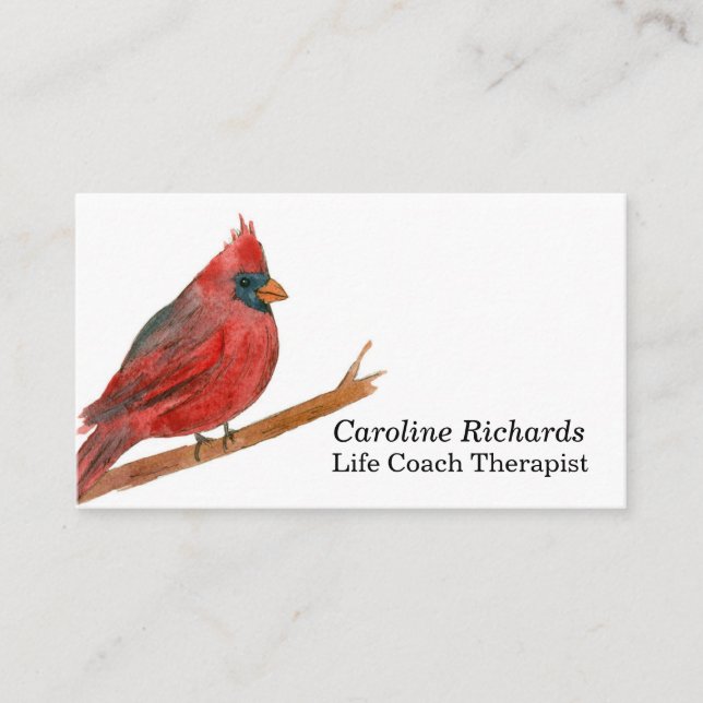 Cartão De Visita Cardinal Bird Watercolor (Frente)