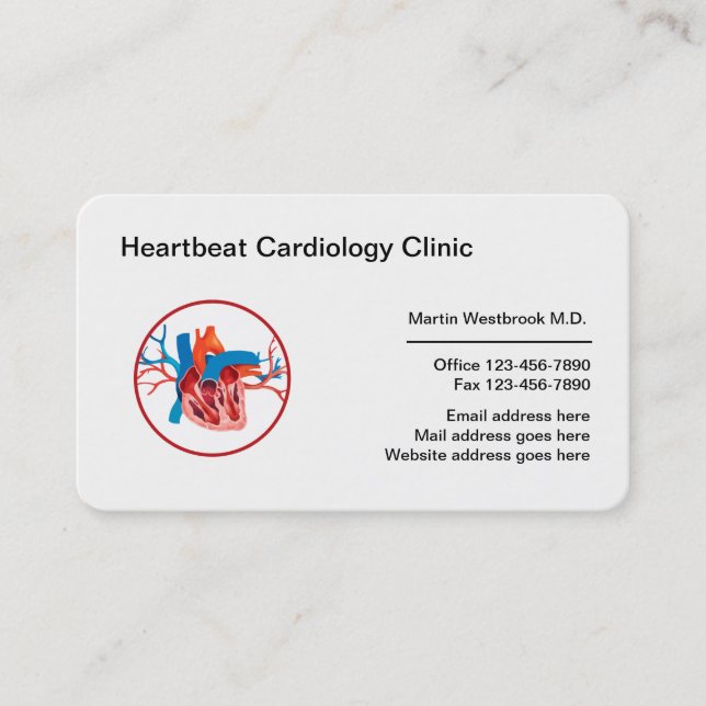 Cartão De Visita Cardiologia Médica Cardiologista Clínico (Frente)