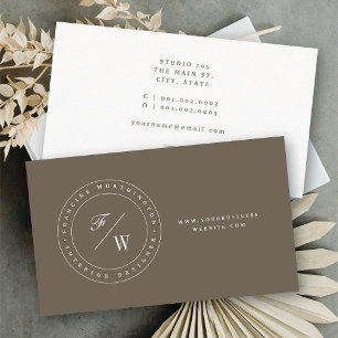 Cartão De Visita Carimbo de Círculo com Monograma Duplo Clássico Mi