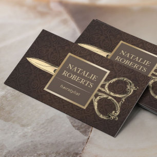 Cartão De Visita Carimbo Dourado de Tesoura com Stylist