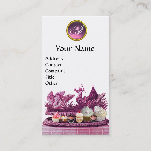 CARTÃO DE VISITA CARIOTA ELEGANTE DOS SUÃOS COM CUPCAKES E PASSAGEM (Frente)