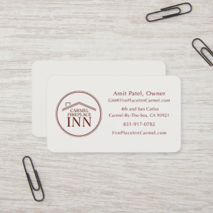 Cartão De Visita Carmel FirePlace Inn - Gerente - Design Personaliz
