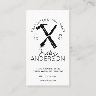 Cartão De Visita Carpenter carpentry services para pequenas empresa