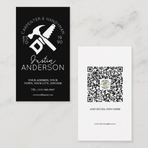 Cartão De Visita Carpenter carpentry services para pequenas empresa