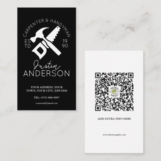 Cartão De Visita Carpenter carpentry services para pequenas empresa (Frente/Verso)