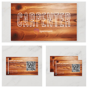 Cartão De Visita Carpenter Professional QR Code de Amostra Design