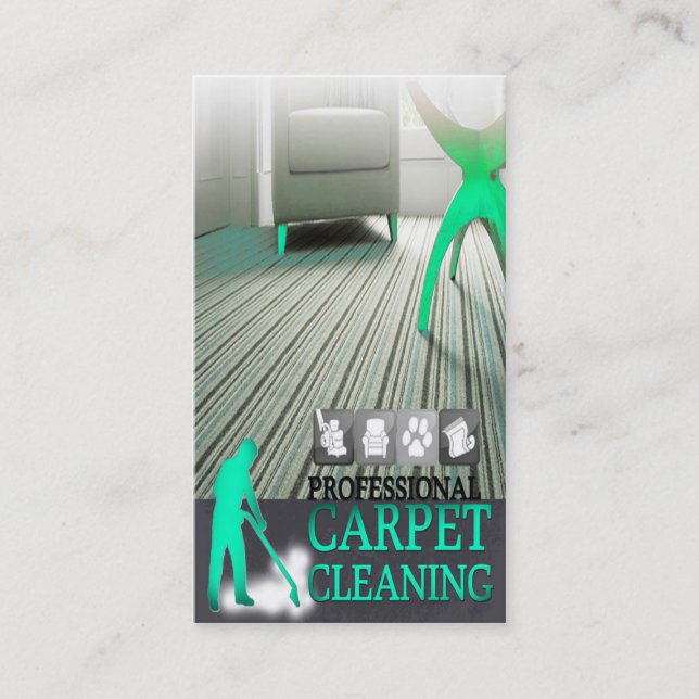Cartão De Visita Carpet Cleaning Service Business Card (Frente)