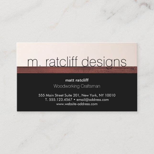 Cartão De Visita Carpintaria de Madeira Moderna (Frente)