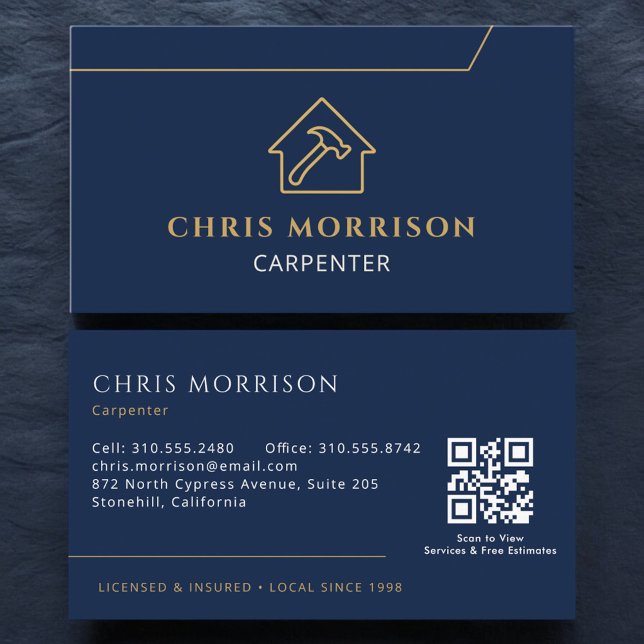 Cartão De Visita Carpintaria Moderna Código QR (Criador carregado)