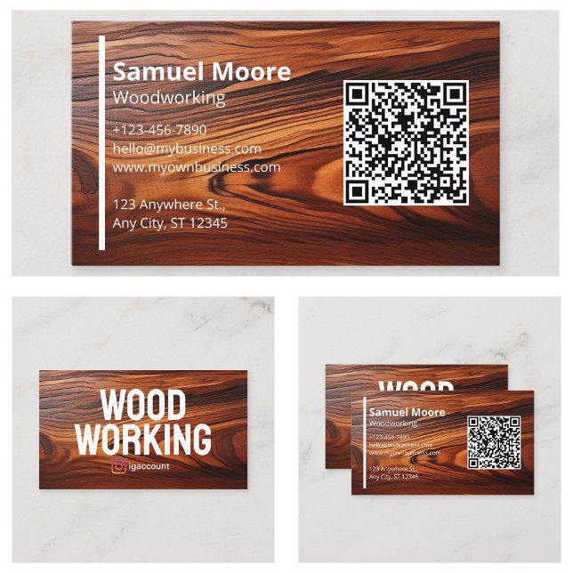 Cartão De Visita Carpintaria Moderna de Madeira (Modern Woodworking Carpentry Business Card
)