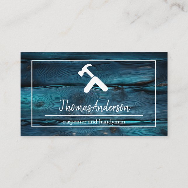 Cartão De Visita Carpintaria Rústica de Madeira Profissional (Frente)