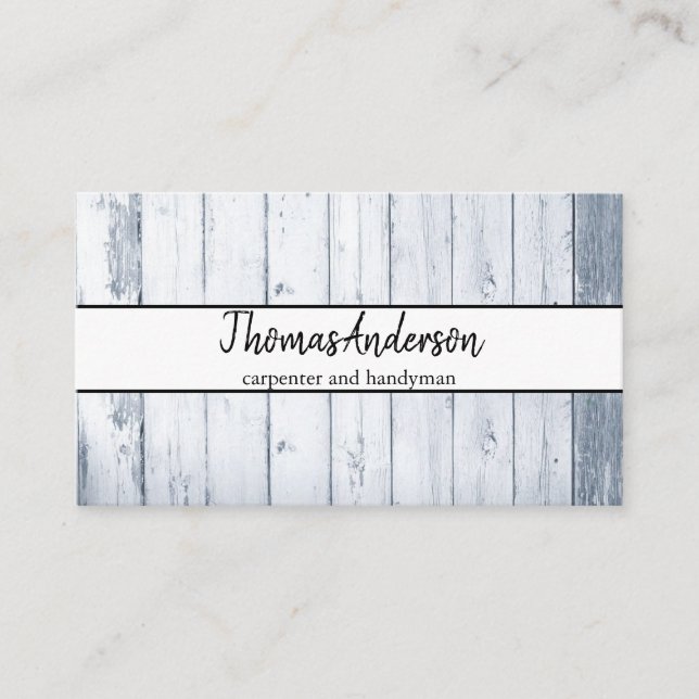 Cartão De Visita Carpintaria Rústica de Madeira Profissional (Frente)