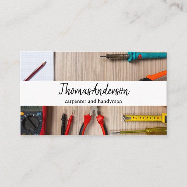 Cartão De Visita Carpintaria Rústica de Madeira Profissional (Frente)