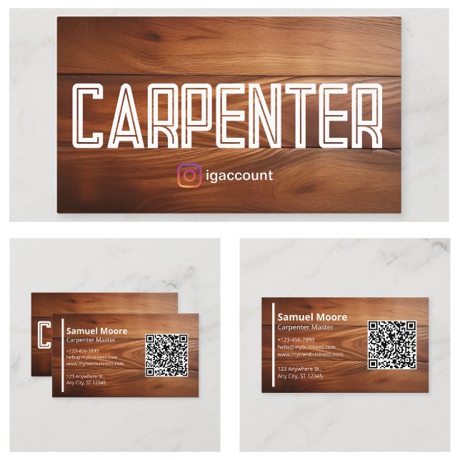 Cartão De Visita Carpinteiro Moderno de Alfarrobeira (Modern Carob Carpenter Business Card
)
