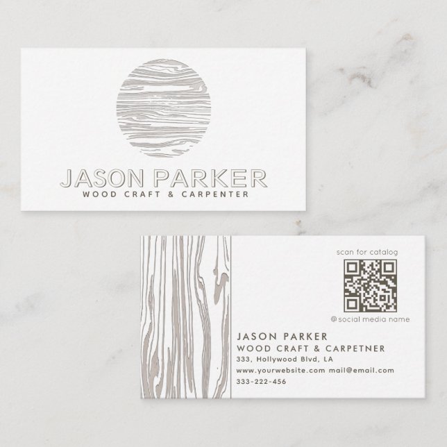 Cartão De Visita Carpinteiro profissional de madeira carpinteiro Có (Frente/Verso)