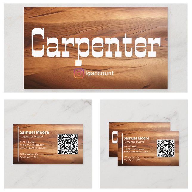 Cartão De Visita Carpinteiro Rústico Moderno e Simples (Modern and Simple Rustic Carpenter Business Card
)