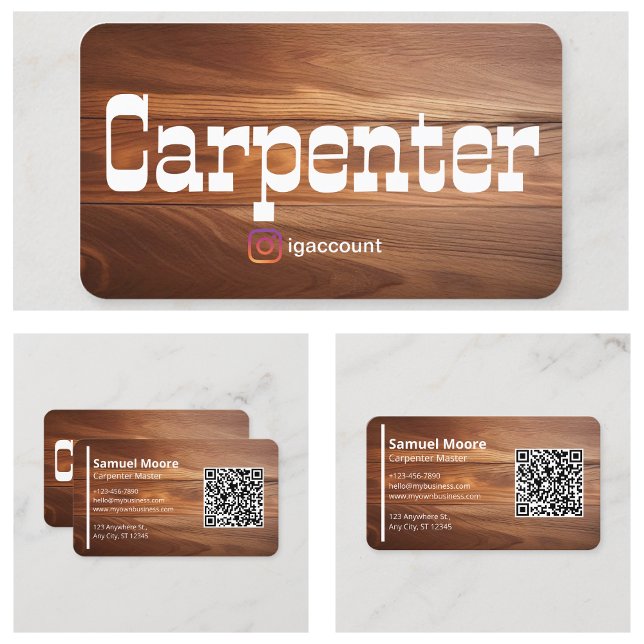 Cartão De Visita Carpinteiro Único Rústico (Unique Rustic Carpenter Business Card)