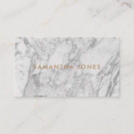 Cartão De Visita Carrara Branca Marble Clássico Dourado Personaliza