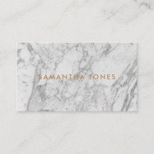 Cartão De Visita Carrara Branca Marble Clássico Dourado Personaliza