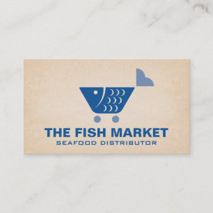 Cartão De Visita Carrinho de Compras de Peixe   Mercado de Frutos d