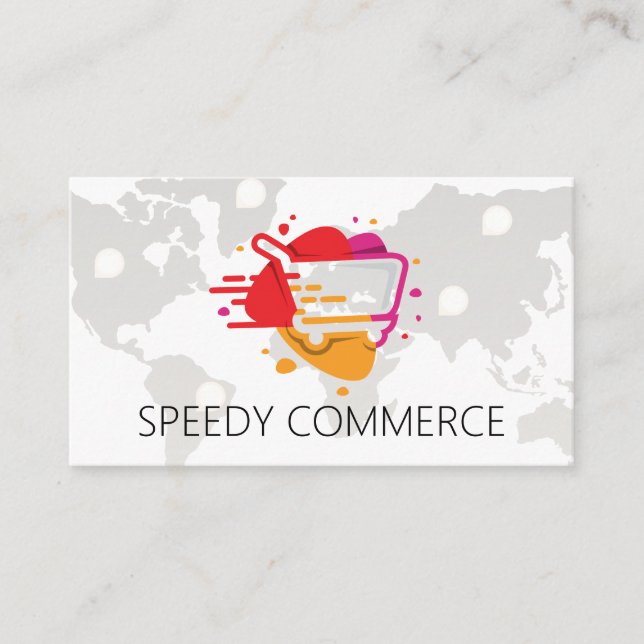 Cartão De Visita Carrinho de Compras | Logotipo de Comércio Eletrôn (Frente)