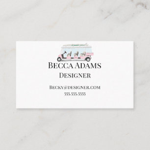 Cartão De Visita Carrinho de Golfe Rosa Personalizado