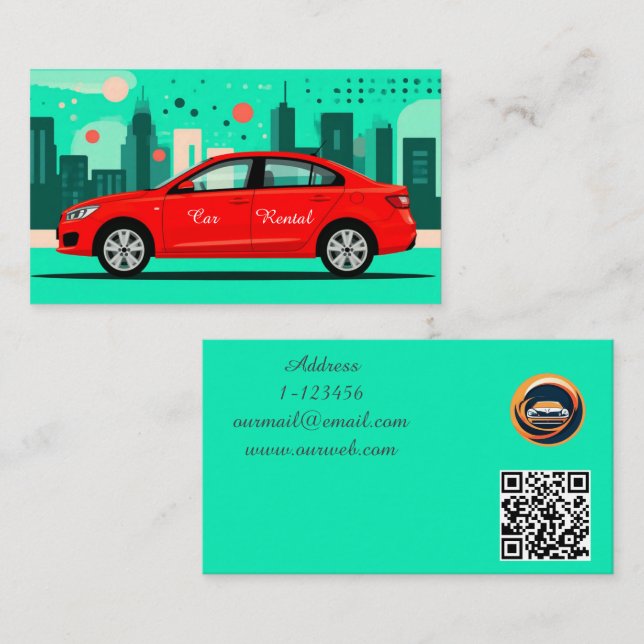 Cartão De Visita Carro Aluguer Personalizado com código QR (Frente/Verso)