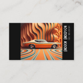 Cartão De Visita Carro antigo estiloso castanho laranja grunge retr