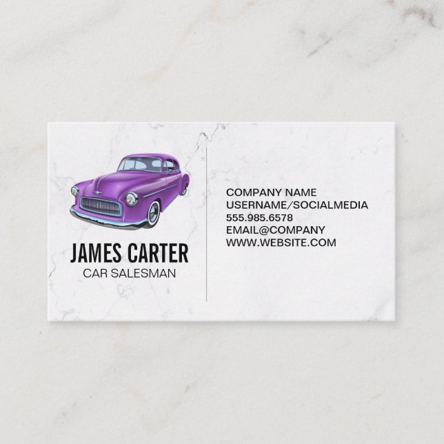 Cartão De Visita Carro Clássico Roxo (Frente)