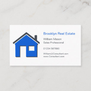 Cartão De Visita Carro Home azul & cinzento simples do mediador