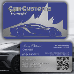Cartão De Visita Carro prateado cobalto luxuoso moderno com estilo