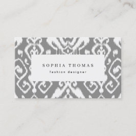 Cartão De Visita Carro profissional de cinzas de padrão ikat modern