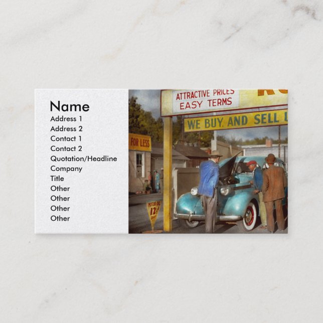 Cartão De Visita Carro - usado - o discurso de vendas 1939 (Frente)