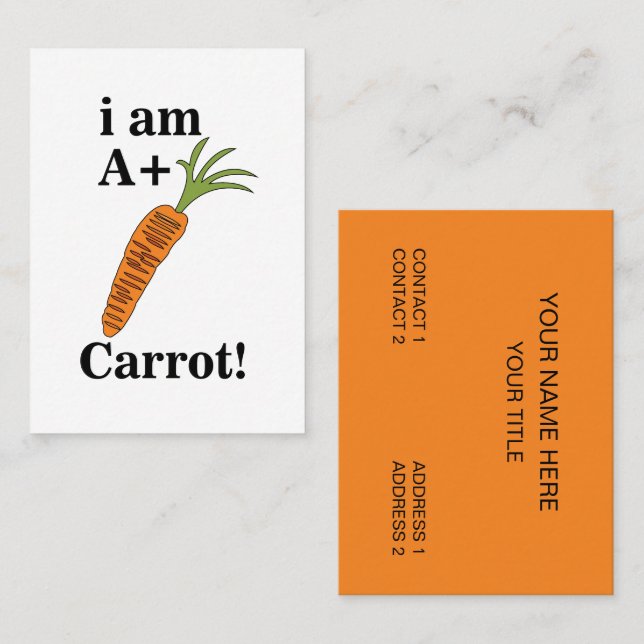Cartão De Visita Carrot, eu sou um Carrot Engraçado (Frente/Verso)