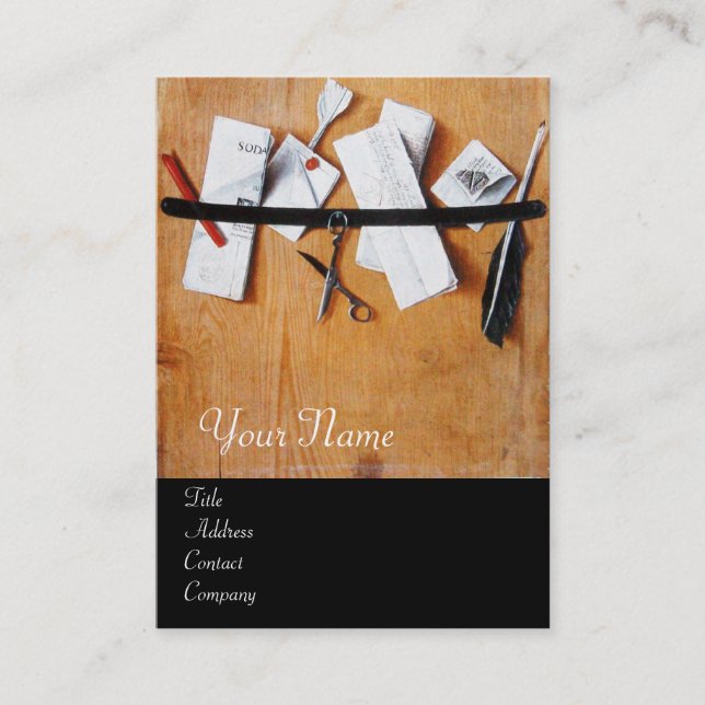 Cartão De Visita CARTA EM MONOGRAMA DE MADEIRA, branco castanho (Frente)