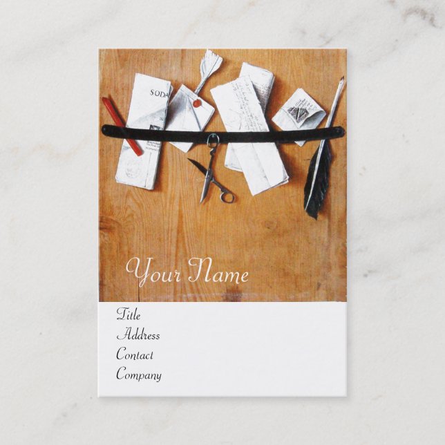 Cartão De Visita CARTA EM MONOGRAMA DE MADEIRA, castanho-branco (Frente)