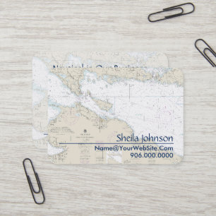 Cartão De Visita Carta náutica autêntica de Michigan da ilha de