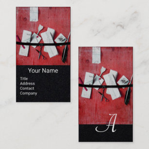 Cartão De Visita CARTA NO MONOGRAMA DA MADEIRA - Papel vermelho pre