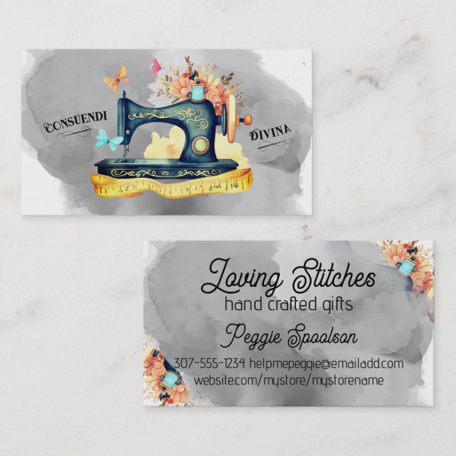 Cartão De Visita Cartão-cola de costureira para máquinas de costura (Frente/Verso)