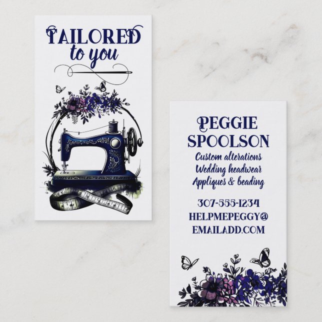 Cartão De Visita Cartão-cola de costureira para máquinas de costura (Frente/Verso)