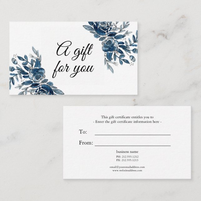 Cartão De Visita Cartão-presente de cor azul-indigo (Frente/Verso)