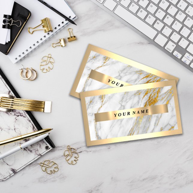 Cartão De Visita Cartaz de Cinza de Quadro Dourado Moderno Profissi (Professional Modern Gold Frame Gray Grey Marble Business Card)