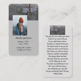 Cartão De Visita Cartaz de Oração Memorial Dragonfly Dewdros