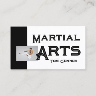Cartão De Visita Cartaz preto e branco da Escola de Artes Marciais