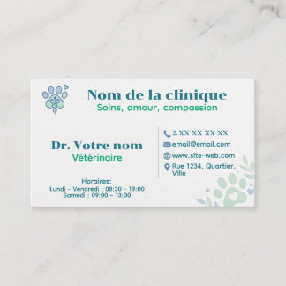 Cartão De Visita Carte de visite vétérinaire personnalisée