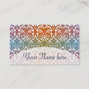 Cartão De Visita Carteira de contorno do Damasco Vintage - vermelho